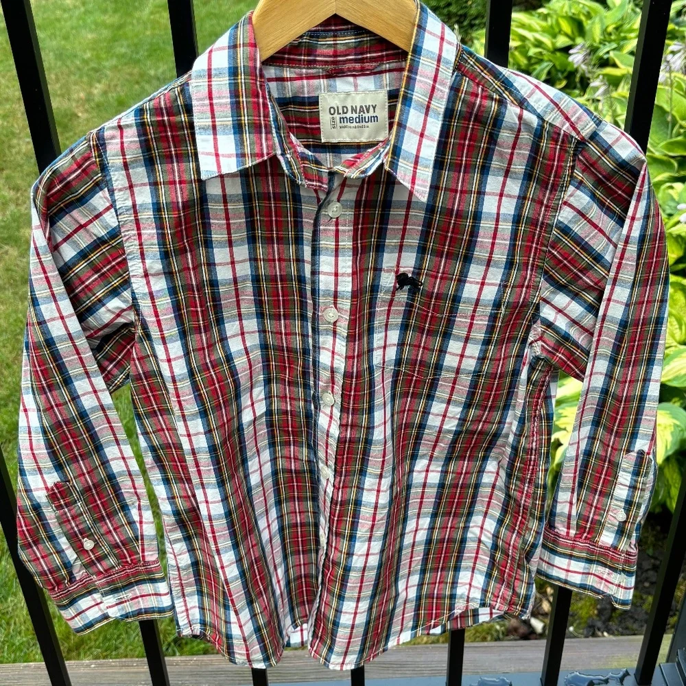 Boys Old Navy Plaid Button Down - size medium